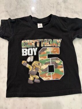 Birthday Boy 6 Camo Graphic Tee - Black